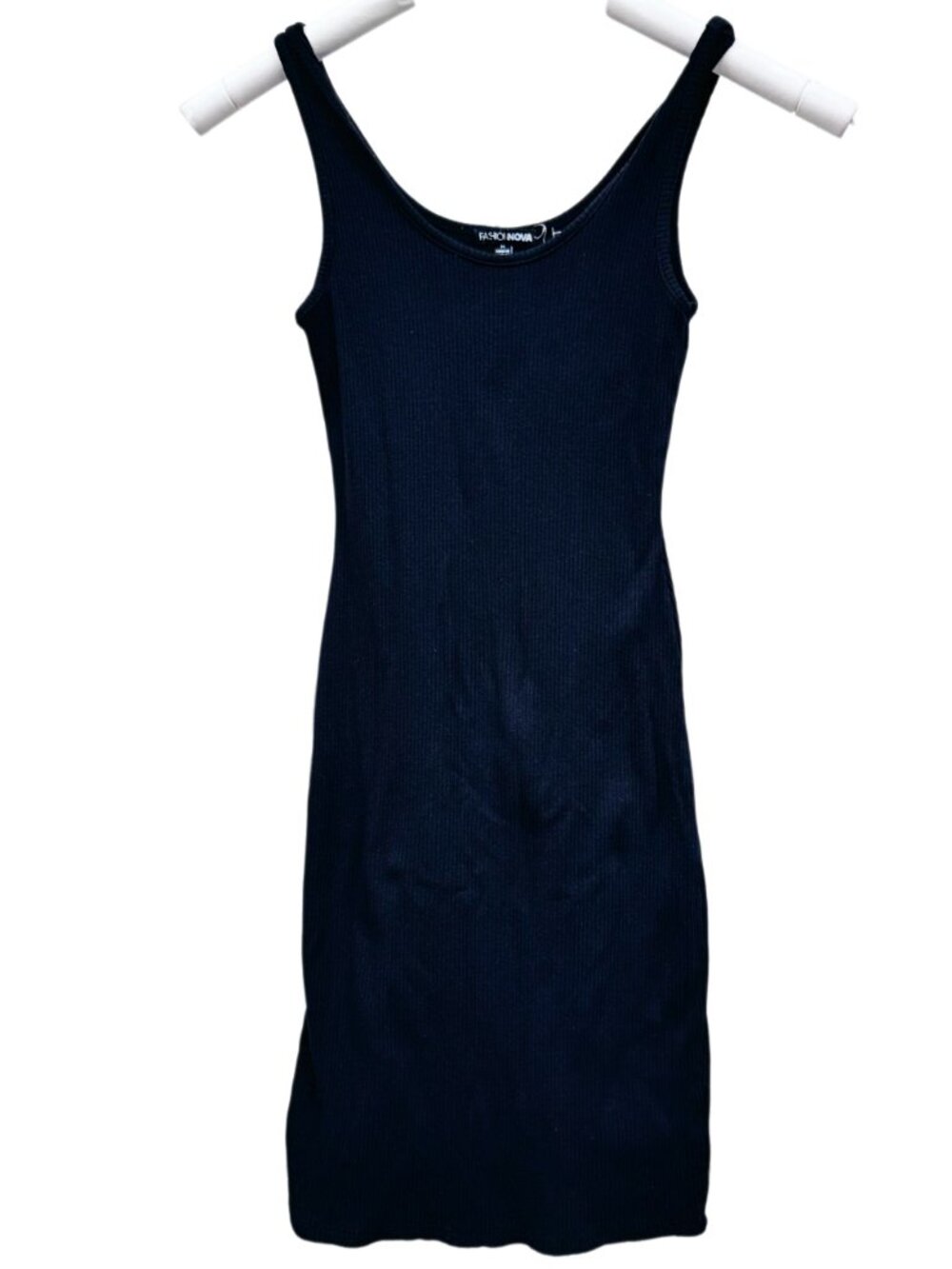 Fashion Nova Ribbed Knit Bodycon Black Dress Sleeveless Tank Dress Stretchy MED